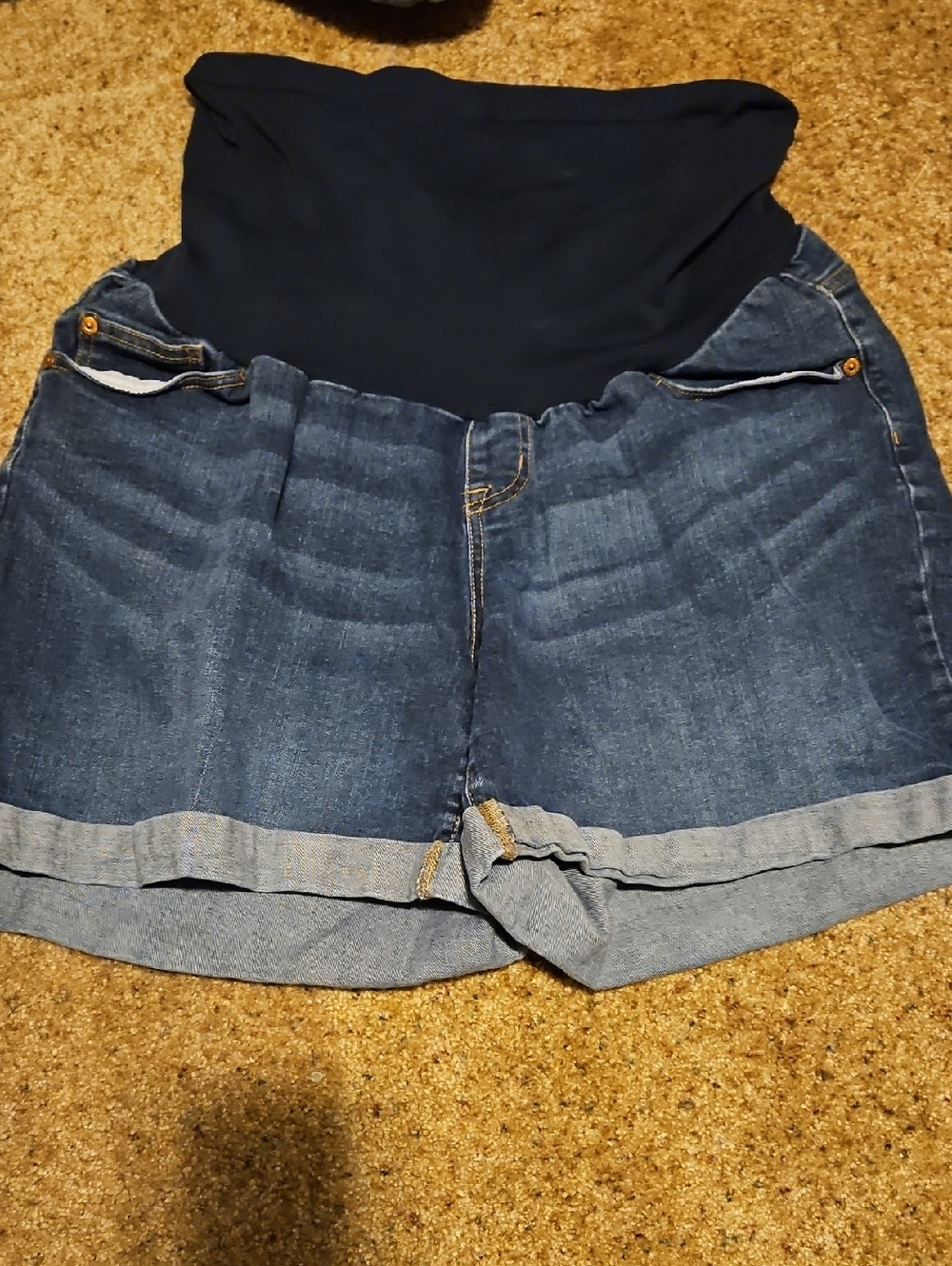 Indigo Blue Navy & Denim Maternity Jean Shorts